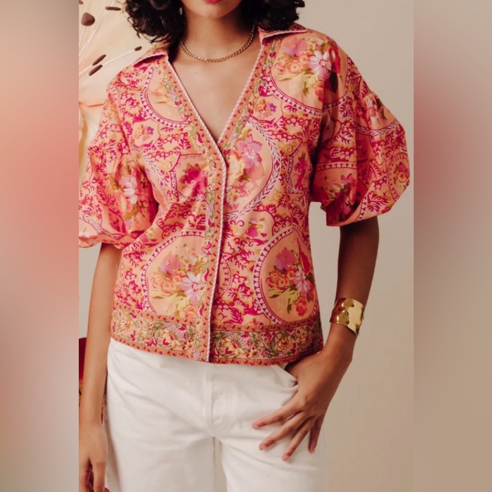 Love The Label Vivian Pink Orange Tresco Mix XS Women's Top NWT NEW